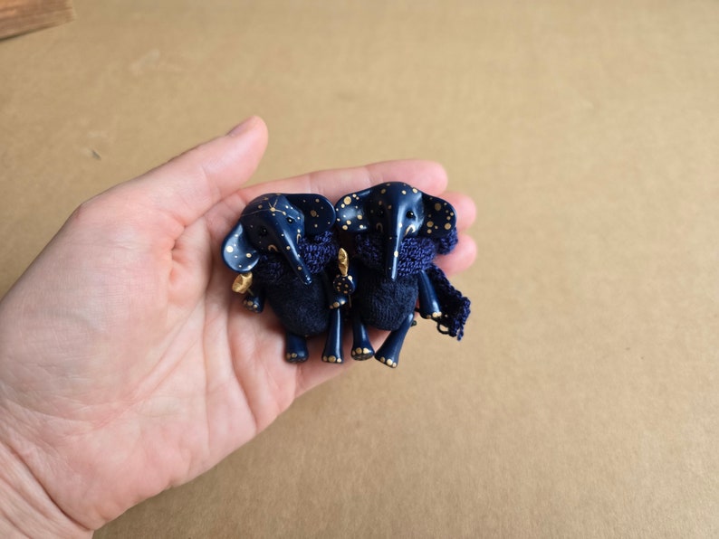 Miniature starry blue elephant toy image 4