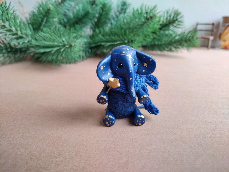 Miniature starry blue elephant toy image 5