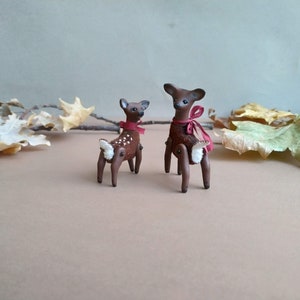 Miniature Deer Pair in Matchbox – Tiny Dollhouse Pets