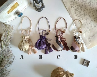 Doll silk purse bag purple golden wide strip 1:6 Blythe BJD size