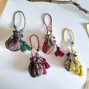 Puppen Seide Geldbörse Tasche Beeren blau gelb geometrisch 1:6 Blythe BJD Größe