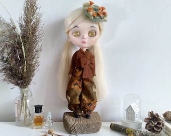 Blythe Doll Outfit Bow Blouse Silk Harem Pants Boho Style