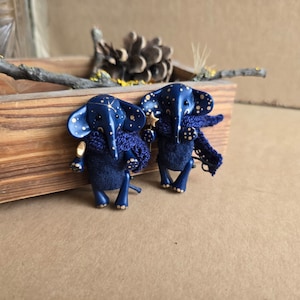 Miniature starry blue elephant toy image 2