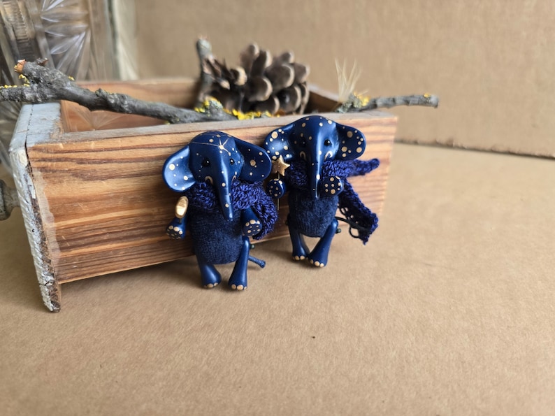 Miniature starry blue elephant toy image 2