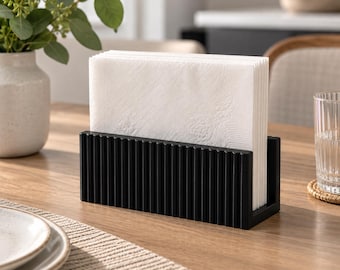 Modern Napkin Holder, Ribbed Table Napkin Organizer, Minimalist Kitchen & Dining Decor