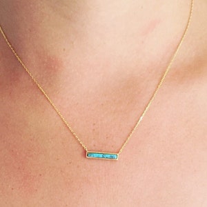 Dainty Turquoise & Gold Horizontal Bar Layering Necklace Bridesmaid Gift