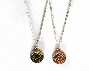 Gold or Rose Gold Evil Eye Necklace