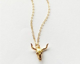 Longhorn Cow Skull Necklace Dainty Southwestern Style Necklace