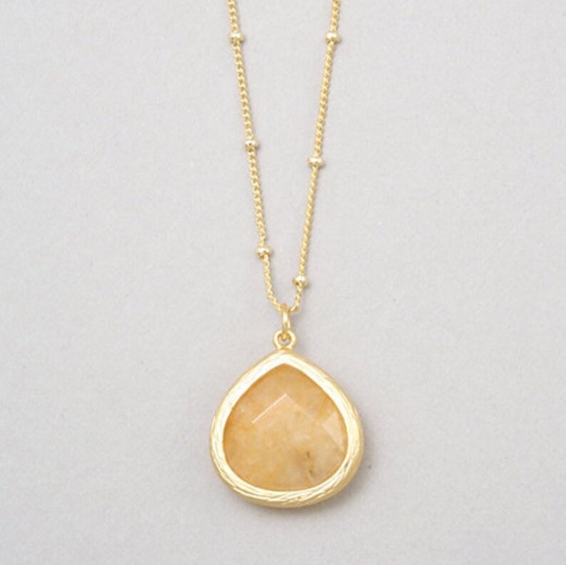 Stone Drop Necklace Etsy