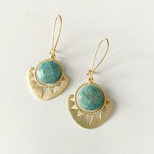 Aztec Sun and Stone Boho Tribal Earrings