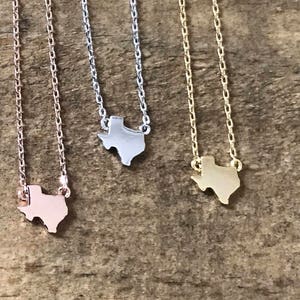 Teeny Tiny Texas Necklace // Gold Rose Gold or Silver Plated Texas Necklace // State Necklace // Lone Star Necklace