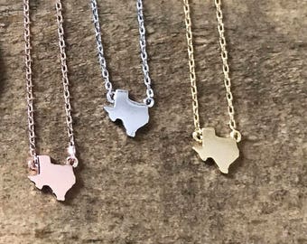 Teeny Tiny Texas Necklace // Gold Rose Gold or Silver Plated Texas Necklace // State Necklace // Lone Star Necklace