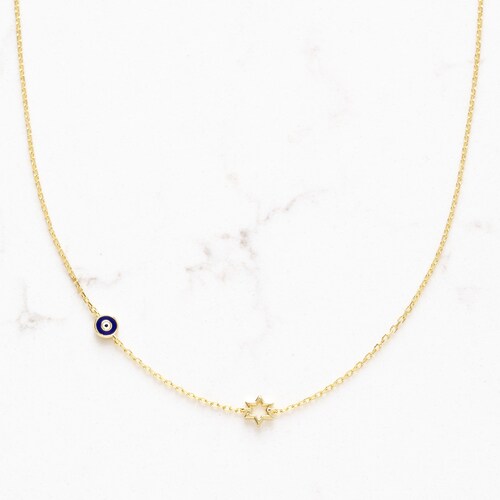 Star of David Evil Eye Choker Necklace sterling silver or vermeil - Jewish Necklace - Bat Mitzvah or Hannukah Gift