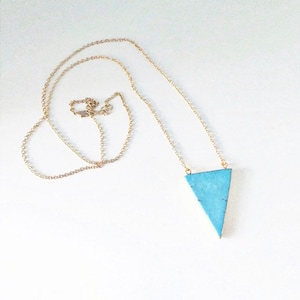 Turquoise Howlite Long Triangle Statement Necklace