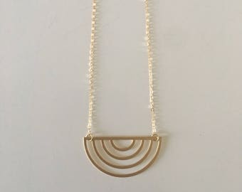 Upside down Rainbow Necklace // Laser Cut Arch Necklace // Geometric Gold Necklace