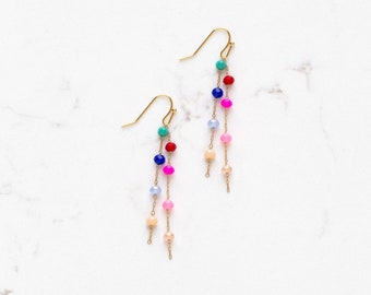 Beaded Rainbow Dangle Earrings