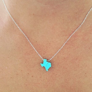 Texas State Necklace – Turquoise Pendant in Sterling Silver or Gold Filled | 16” or 18” Chain