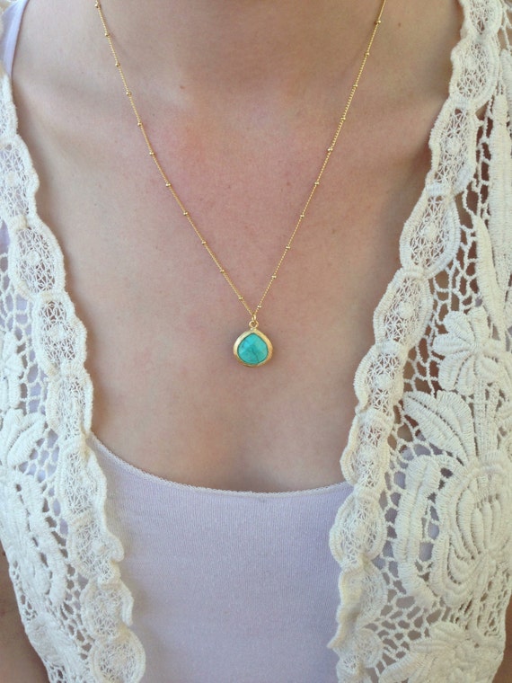 Stone Drop Necklace - Etsy