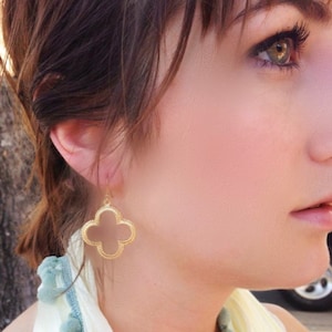 Gold or Silver Plated Clover Earrings, Gold Quatrefoil Earrings