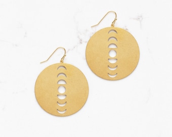 Brass Moon Phase Earrings