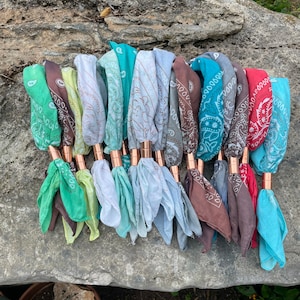 Distressed Bandana Scarf with Copper Slide