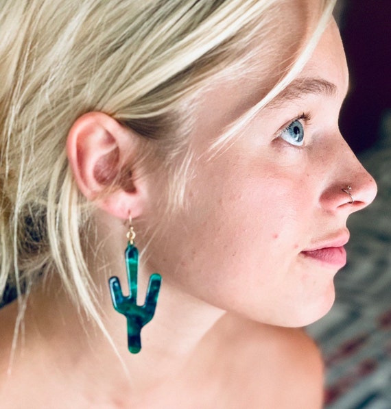Saguaro Kaktus Ohrringe - Groe Acetat Kaktus Ohrringe - Sukkulenten  Ohrringe - Pflanzenschmuck - Etsy.de