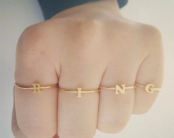 Sterling or Gold Plated Initial Letter Ring