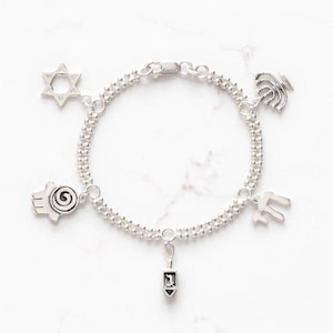 Sterling Jewish Symbols Bracelet