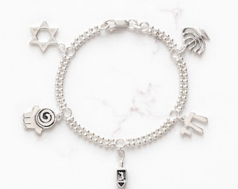 Sterling Jewish Symbols Bracelet