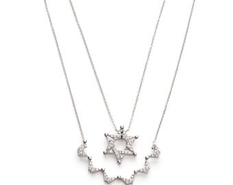 Butterfly Star of David Necklace - Jewish Star Necklace - Sterling Silver - Magnetic Star of David - CZ Bat Mitzvah Necklace Israel