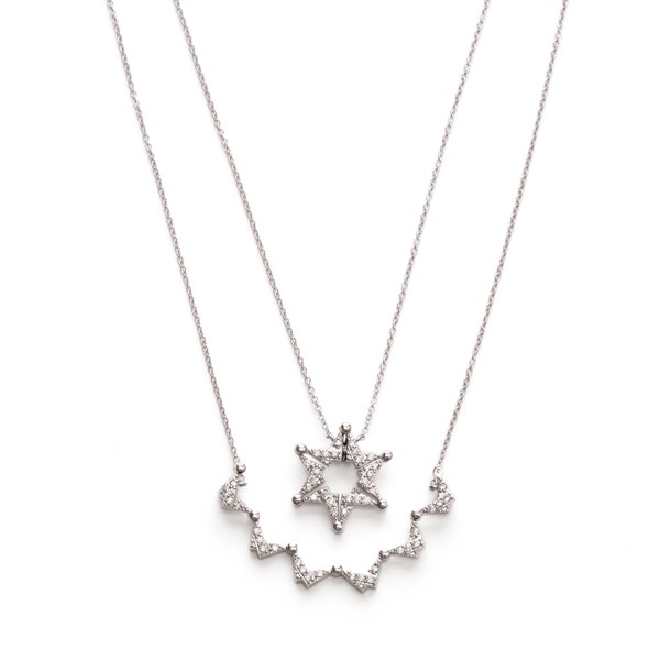 Collar estrella de David mariposa - collar de estrella judía - plata de ley - estrella magnética de David - collar CZ Bat Mitzvah Israel