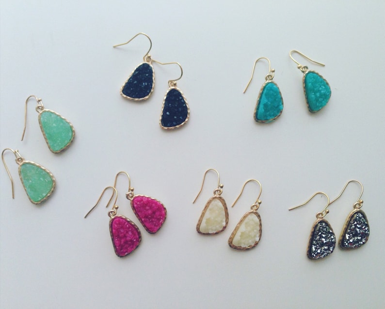Druzy Drop Bridesmaid Earrings // Druzy Earrings // Dainty Etsy