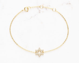 Pave Vermeil CZ Star of David Bracelet