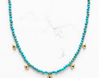 Turquoise Evil Eye CZ Choker Necklace