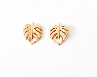 Sweet Monstera Stud Earrings - Cute Monstera Leaf Studs