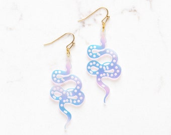 Holographic Acetate Snake Earrings