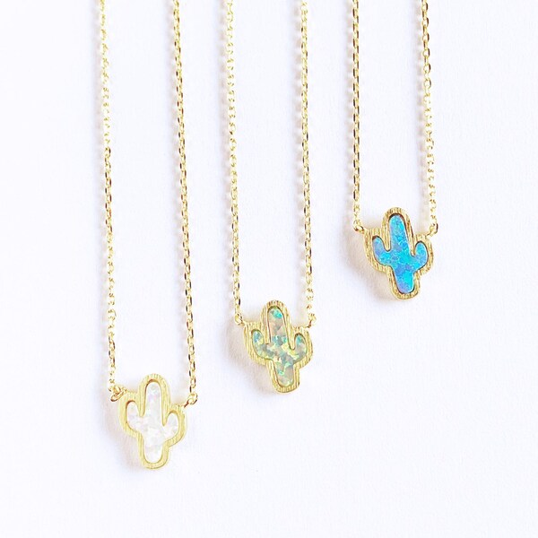 Multi Stone Cactus Necklace