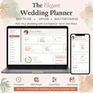 Digital Wedding Planner | Interactive Wed Planning Browser App | Budget, Guests, Honeymoon | No Subscription | Offline | Instant Download