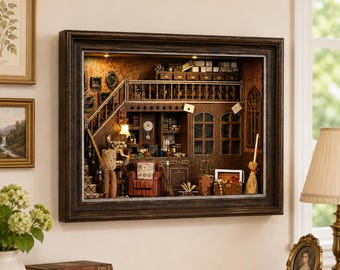 Kit geheime zolder boekenhoek, doe-het-zelf houten puzzel boekenplankdecor, boekensteun miniatuur poppenhuis