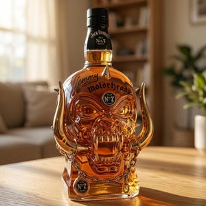 Decantador de whisky con forma de calavera de Motörhead: Decoración de bar de cristal de Lemmy para amantes de la música.