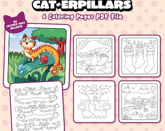 Cute & Long Cat-erpillars Coloring Pages Bundle