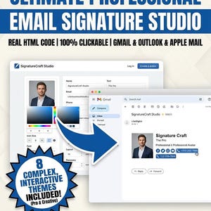 Generador de firmas de correo electrónico HTML clicables / Plantilla de pie de página profesional para Gmail, Outlook y Apple Mail