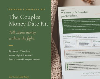 Kit para parejas para hablar de finanzas: Preguntas financieras imprimibles y guía de conversación, PDF de 24 páginas