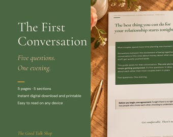 La primera conversación: Guía imprimible para parejas sobre cómo hablar de dinero (descarga instantánea en PDF).
