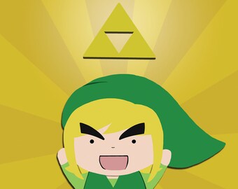 Legend of Zelda | Link & The Triforce Digital Art Print Postcard 4x6