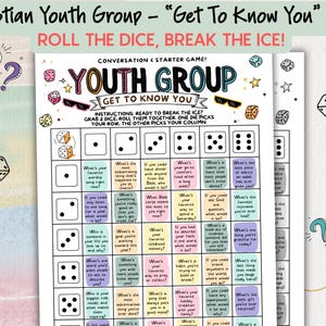 Jeu pour groupe de jeunes, brise-glace pour faire connaissance, jeu imprimable pour l'église, activité pour groupe de jeunes de l'église, jeu d'école du dimanche pour adolescents