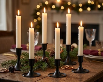 Black Taper Candle Holders, Vintage Metal Candlestick Set for Wedding Table Decor