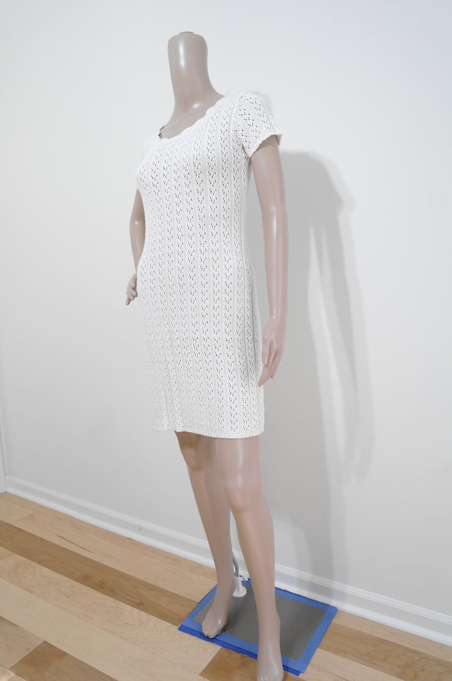 Vintage Ivory Knit Dress 90s Knit Dress Sweater Dress Etsy