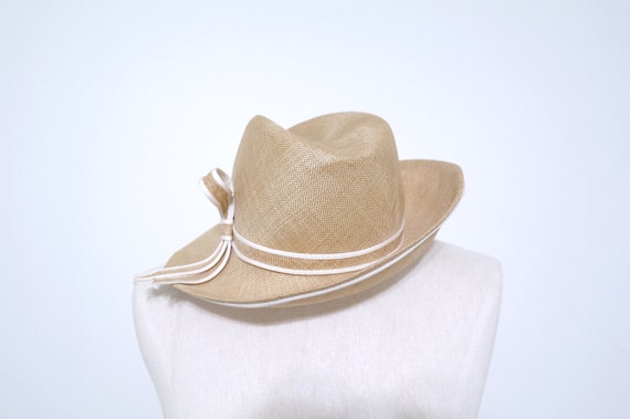 Vintage Straw Vagabond Hat, 50s/60s Bowler Hat, Fe