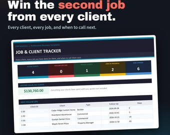 Electrical Contractor Client & Job Tracker | Excel Dashboard (Digital Download)